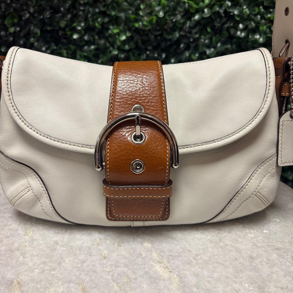 Coach SoHo Shoulder Bag white brown leather vintage y2k - Picture 3 of 15